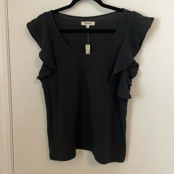 Madewell Flutter-Sleeve Scoop Neckline Top Large NWT - Picture 1 of 4